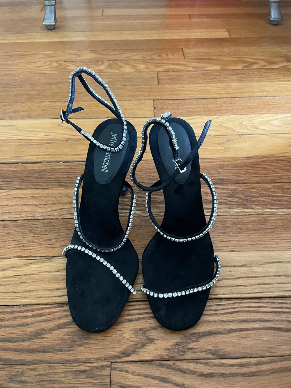 Jeffrey Campbell Black Rhinestone Wrap-Strap Heels